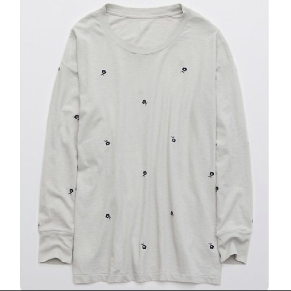 Aerie Long Sleeve Oversized Crewneck T-Shirt